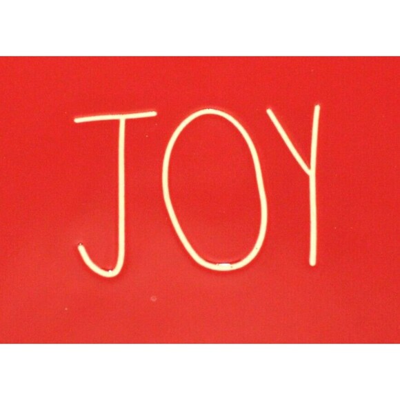 Rae Dunn Joy Square Red Ceramic Christmas Cheese Board 6" x 6" Trivet - Picture 3 of 4